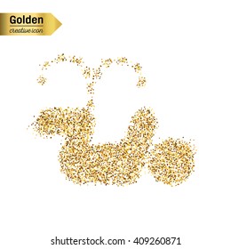 Gold glitter vector icon of pee isolated on background. 