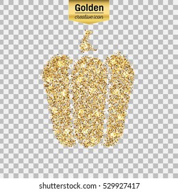 Gold glitter vector icon of pepper isolated on background. Art creative concept illustration for web, glow light confetti, bright sequins, sparkle tinsel, abstract bling, shimmer dust, foil.