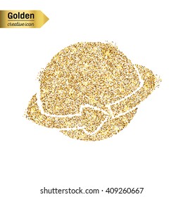 Gold glitter vector icon of planet earth isolated on background.