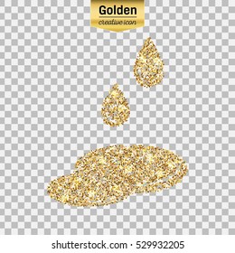 Gold glitter vector icon of puddle isolated on background. Art creative concept illustration for web, glow light confetti, bright sequins, sparkle tinsel, abstract bling, shimmer dust, foil.