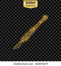 Gold glitter vector icon of scalpel isolated on background. Art creative concept illustration for web, glow light confetti, bright sequins, sparkle tinsel, abstract bling, shimmer dust, foil.