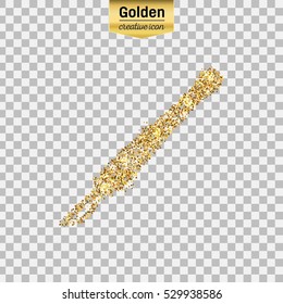 Gold glitter vector icon of scalpel isolated on background. Art creative concept illustration for web, glow light confetti, bright sequins, sparkle tinsel, abstract bling, shimmer dust, foil.