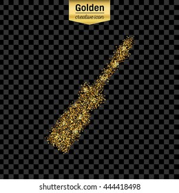 Gold glitter vector icon of screwdriver isolated on background. Art creative concept illustration for web, glow light confetti, bright sequins, sparkle tinsel, abstract bling, shimmer dust, foil.