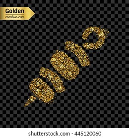 Gold glitter vector icon of shish isolated on background. Art creative concept illustration for web, glow light confetti, bright sequins, sparkle tinsel, abstract bling, shimmer dust, foil.