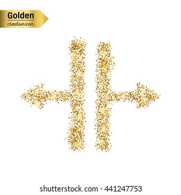 Gold glitter vector icon of Splitter isolated on background. Art creative concept illustration for web, glow light confetti, bright sequins, sparkle tinsel, abstract bling, shimmer dust, foil.