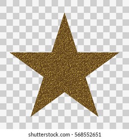 Gold glitter vector icon of star isolated on transparent background. Art creative concept illustration for web, glow light confetti, bright sequins, sparkle tinsel, abstract bling, shimmer dust, foil