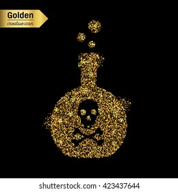 Gold glitter vector icon of toxin isolated on background.
