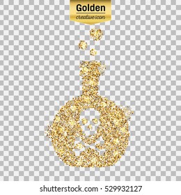 Gold glitter vector icon of toxin isolated on background. Art creative concept illustration for web, glow light confetti, bright sequins, sparkle tinsel, abstract bling, shimmer dust, foil.