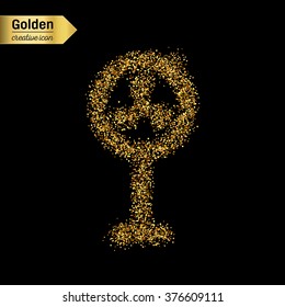 Gold glitter vector icon of ventilator isolated on background. Art creative concept illustration for web, glow light confetti, bright sequins, sparkle tinsel, abstract bling, shimmer dust, foil.