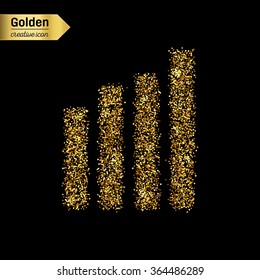 Gold glitter vector icon of wireless isolated on background. Art creative concept illustration for web, glow light confetti, bright sequins, sparkle tinsel, abstract bling, shimmer dust, foil.