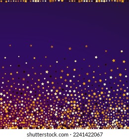 goldener Glitter, violetter Hintergrund. Shiny Cosmos Sky Texture. Shine Shimmer Muster.  Gilded Glamour Space Template.
