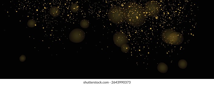 Gold glitter vector sparkle element design on a black background