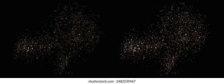 Gold glitter vector sparkles background design on a black background