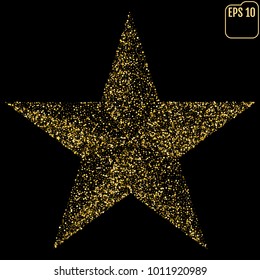 Gold glitter vector star. Golden sparkle luxury design element. Amber particles.