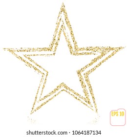 Gold glitter vector star. Golden sparkle luxury design element. Amber particles.