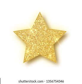 Gold glitter vector star. Golden sparkle luxury design element. Vector particles