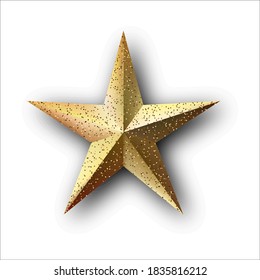 Estrella vectorial de brillo dorado con sombra. Elemento decorativo de Año Nuevo. Diseño de lujo dorado y brillante. Icono de brillante estrella dorada. Ilustración vectorial de material aislada en fondo blanco.