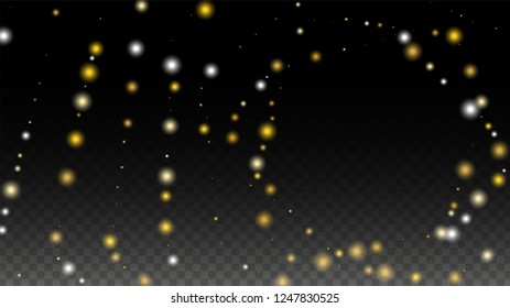 Gold Glitter Vector Texture on a Black. Golden Glow Pattern. Golden Christmas and New Year Snow. Golden Explosion of Confetti. Star Dust. Luxury Night Digital Illustration. 