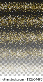 Gold Glitter Vector Texture on a Black. Golden Glow Pattern. Golden Christmas and New Year Snow. Golden Explosion of Confetti. Star Dust. Bokeh Abstract Twinkly Lights.