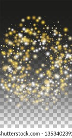 Gold Glitter Vector Texture on a Black. Golden Glow Pattern. Golden Christmas and New Year Snow. Golden Explosion of Confetti. Star Dust. Abstract Flicker Background with a Party Lights Design. 