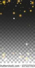 Gold Glitter Vector Texture on a Black. Golden Glow Pattern. Golden Christmas and New Year Snow. Golden Explosion of Confetti. Star Dust. Magic Particles Background with a Glow Light Design. 