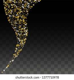 Gold Glitter Vector Texture on a Black. Golden Glow Pattern. Golden Christmas and New Year Snow. Golden Explosion of Confetti. Star Dust. Luxury Night Digital Illustration. 