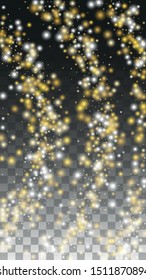 Gold Glitter Vector Texture on a Black. Golden Glow Pattern. Golden Christmas and New Year Snow. Golden Explosion of Confetti. Star Dust. Shiny Circles of Light.