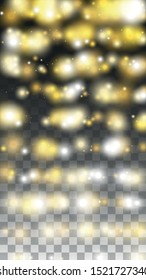 Gold Glitter Vector Texture on a Black. Golden Glow Pattern. Golden Christmas and New Year Snow. Golden Explosion of Confetti. Star Dust. Shiny Circles of Light.