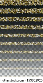 Gold Glitter Vector Texture on a Black. Golden Glow Pattern. Golden Christmas and New Year Snow. Golden Explosion of Confetti. Star Dust. Luxury Night Digital Illustration. 