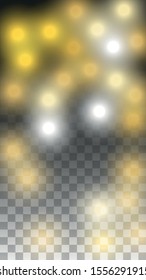 Gold Glitter Vector Texture on a Black. Golden Glow Pattern. Golden Christmas and New Year Snow. Golden Explosion of Confetti. Star Dust. Shiny Circles of Light.