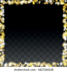Textura de vectores de brillo de oro en negro. Patrón de brillo dorado. Navidad dorada y nieve de Año Nuevo. Explosión dorada de Confetti. Star Dust. Ilustración digital nocturna de lujo. 