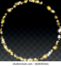 Textura de vectores de brillo de oro en negro. Patrón de brillo dorado. Navidad dorada y nieve de Año Nuevo. Explosión dorada de Confetti. Star Dust. Ilustración digital nocturna de lujo. 