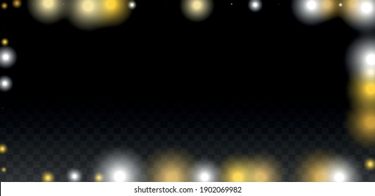 Gold Glitter Vector Texture on a Black. Golden Glow Pattern. Golden Christmas and New Year Snow. Golden Explosion of Confetti. Star Dust. Abstract Flicker Background with a Party Lights Design.
