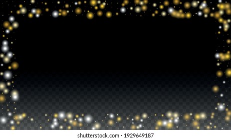 Gold Glitter Vector Texture On A Black. Golden Glow Pattern. Golden Christmas And New Year Snow. Golden Explosion Of Confetti. Star Dust. Magic Particles Background With A Glow Light Design. 