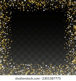 Textura de vectores de brillo de oro en negro. Patrón de brillo dorado. Navidad dorada y nieve de Año Nuevo. Explosión dorada de Confetti. Star Dust. Ilustración digital nocturna de lujo. 