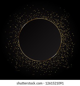 Gold glitter wave abstract background, gold sparkles on a black background, VIP design template. Vector illustration