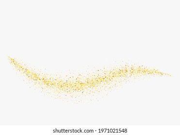 Gold glitter wave abstract background, golden sparkles on white background