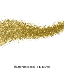gold glitter wave abstract background, golden sparkles on white background, card design.