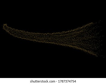 Gold glitter wave. Design element with glitter effect. Effect, decoration. Stock vector illustration on black isolated background. 