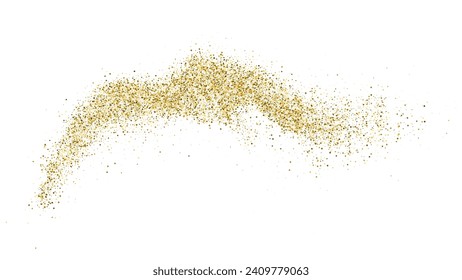 Gold glitter wave sparkle dust shine particle glowing golden shimmer curve abstract vector illustration design element graphic luxury elegant bright shiny