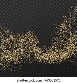 Gold glitter wave with Sparkles magic fairy dust. Stardust vector illustration
