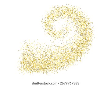 Textura de onda dourada brilhante. Explosão de confete dourado granulado abstrato sobre fundo transparente. Padrão de poeira cintilante. Ilustração vetorial.