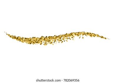 Gold glitter wave texture isolated on white. Amber color background. Golden explosion of confetti. Vector illustration,eps 10.