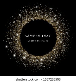 Gold glitter waves abstract background, gold sparkles on black background, vip design template