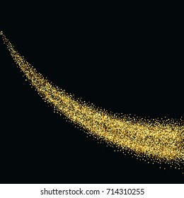 The gold glitter.Abstract background with gold wave.Golden sequins in the form of a curved line.