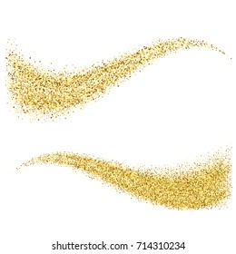 The Gold Glitter.Abstract Golden Particles Glittering On A White Background.