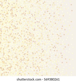 Gold glittering background vector. Glitter and confetti on the paper background. Star dust and golden glitter effect. Holidays background for your design, web, print, luxury invitation, greeting cards
