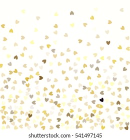Gold glittering background vector. Star dust hearts and golden glitter. Holidays background for web and print. Hearts glitter pattern