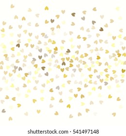 Gold glittering background vector. Star dust hearts and golden glitter. Holidays background for web and print. Hearts glitter pattern