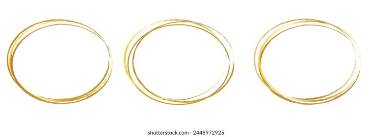 Gold glittering circle of paint golden glitter texture. Abstract gold glittering textured. gold circle frame seton white background.